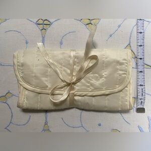 Vintage DIOR Cream Quilted Satin Travel Roll-Up Pouch